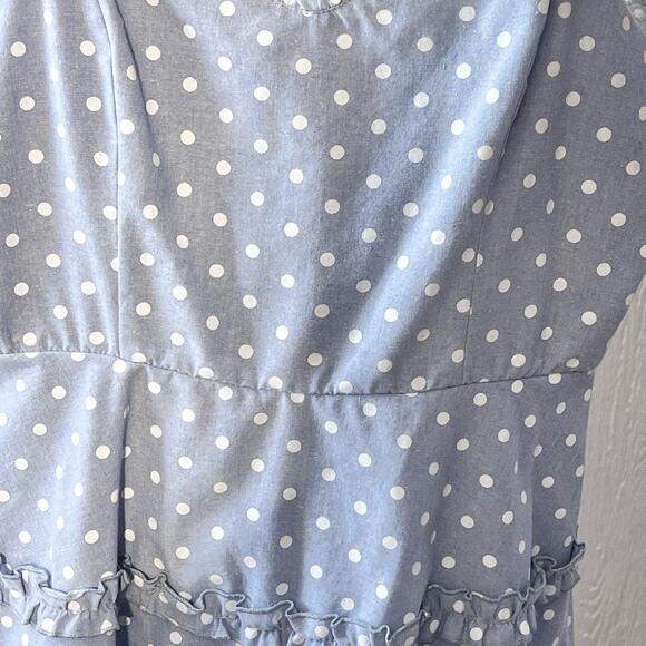Mi Ami Mini Polka Dot Dress Spag Sraps Sweetheart Neckline Coquette Tiered SZ L - Picture 3 of 12